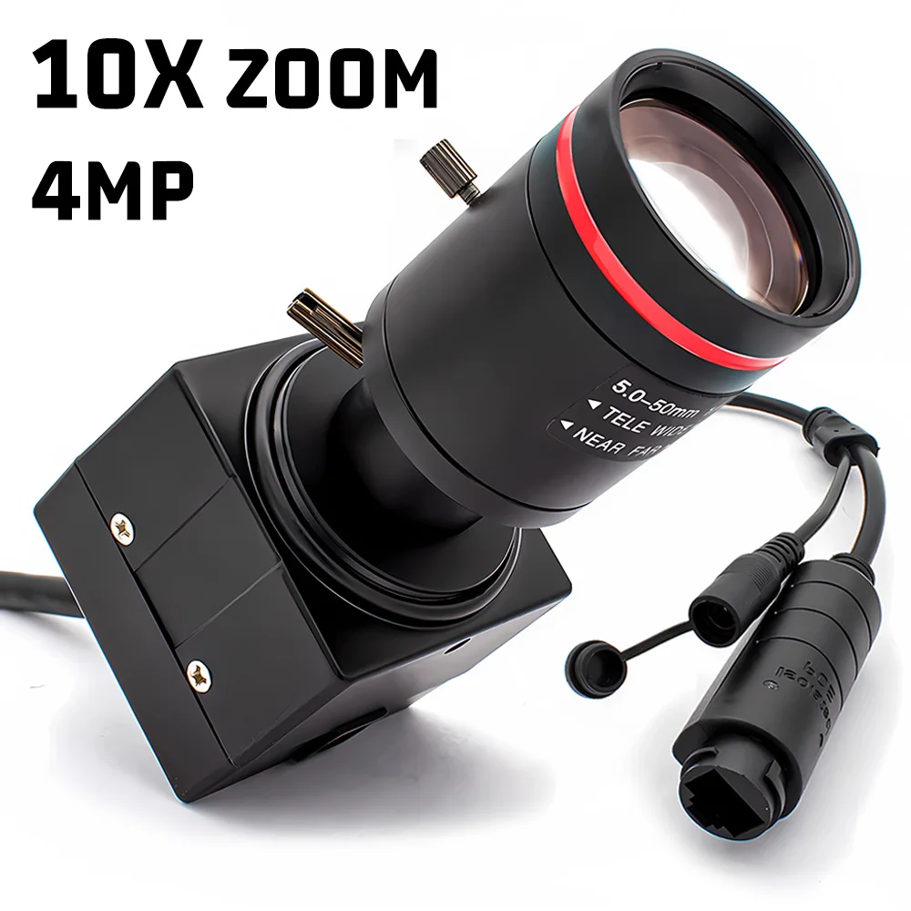 10X Zoom 2/4MP POE IP Camera 5-50mm Varifocal Lens HD Security Onvif RTSP H.265 CCTV System Video Surveillance Industrial Camera