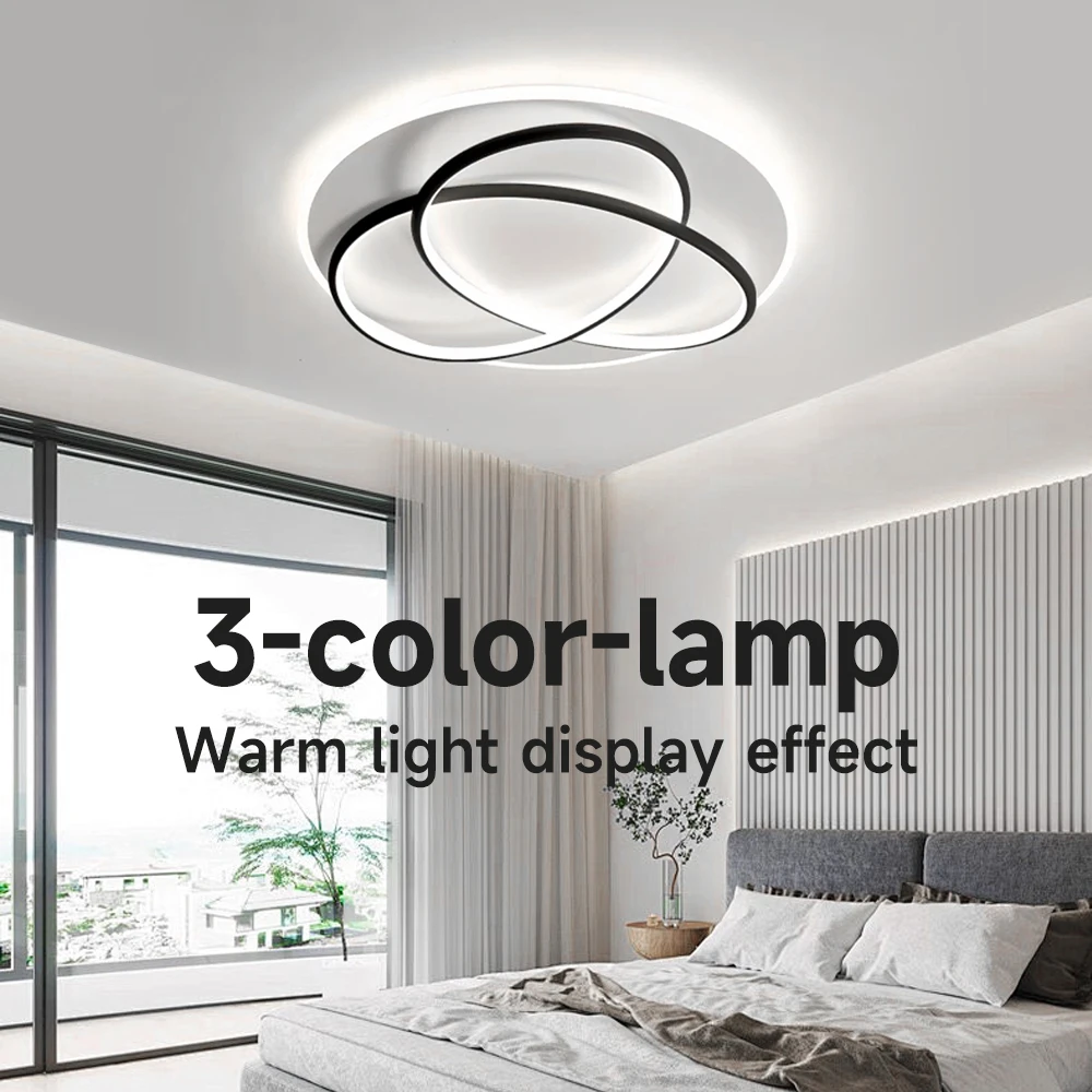 

Simple Circular LED Bedroom Ceiling Light Creative 3-color Light Home Decoration, Living Room Dining Room Light, Indoor Lighting