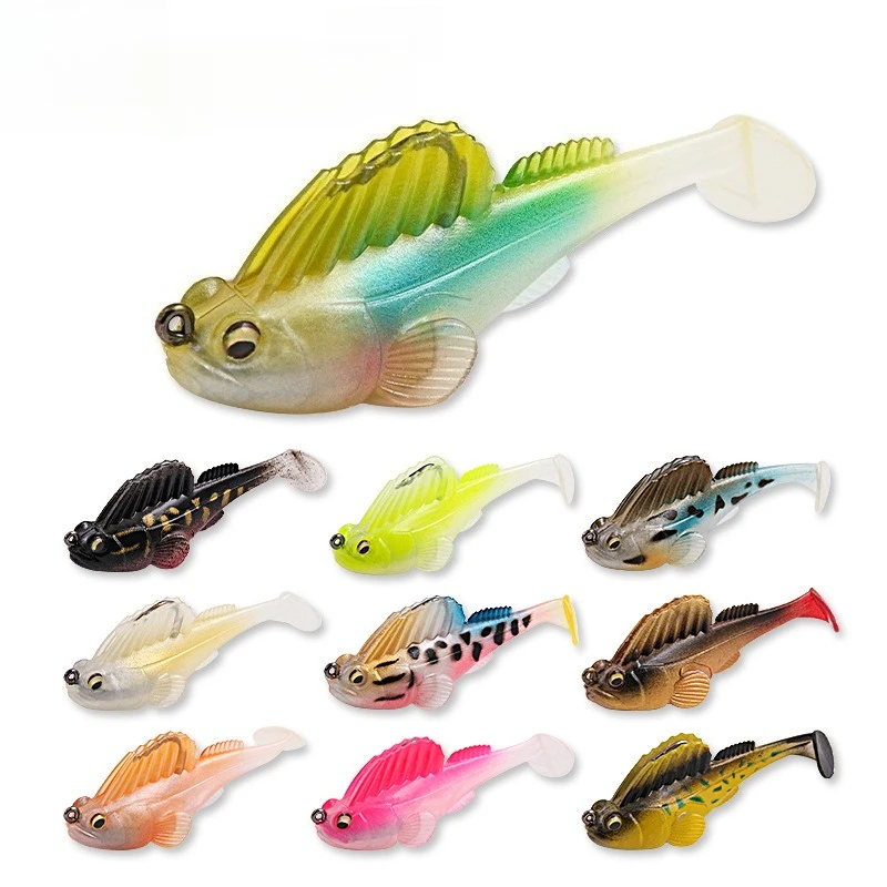 1 Stück Mini-T-Tail-Köder mit Bleigewicht, 6 cm, 8 g, reißfester Springfischköder, Bass-Silikon-Weichköder, Schwimmköder für alle Wassertiefen