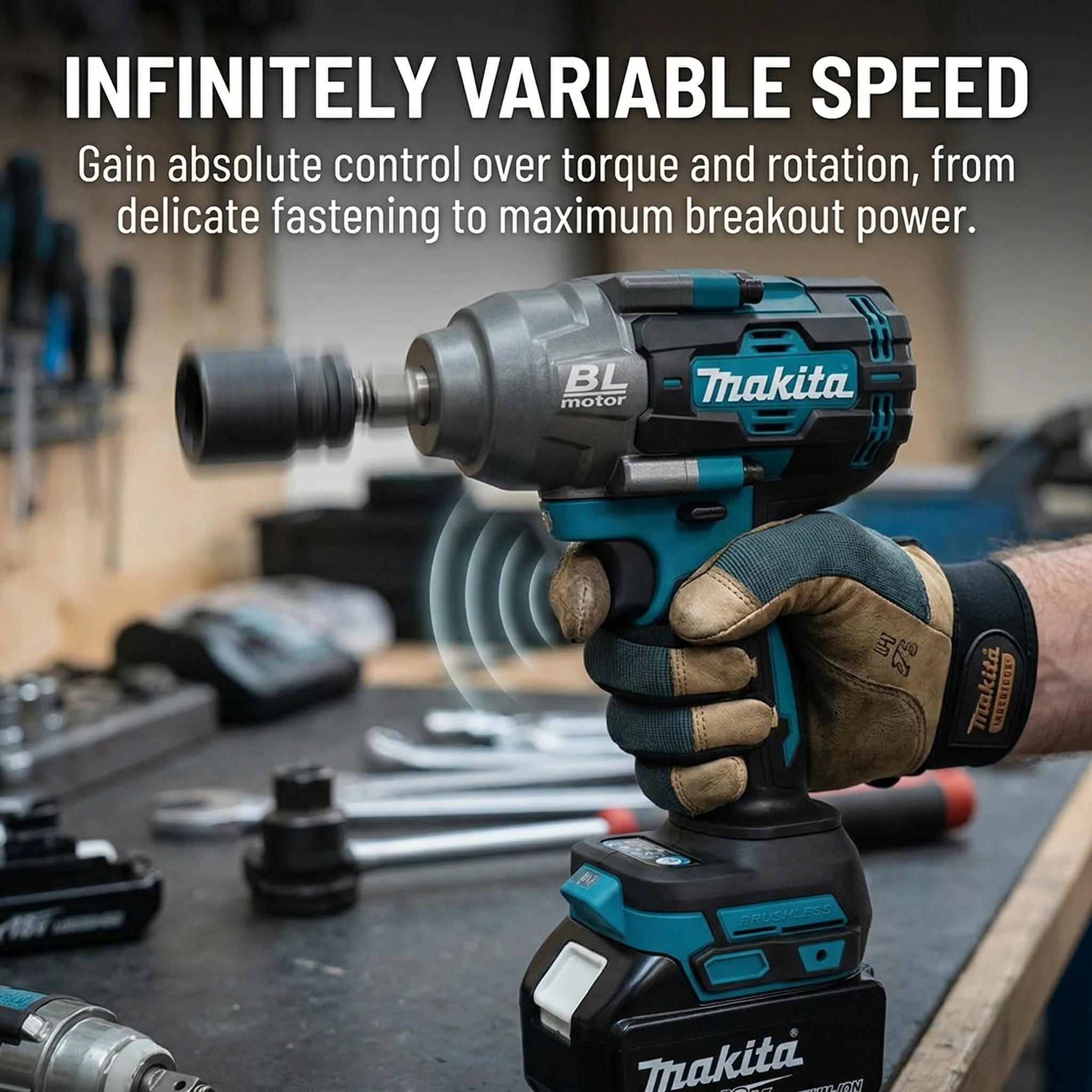Makita High Torque 1000Nm 18V Brushless Cordless Wrench For Garage Tire Repair Compatible With Full Makita 18V Batteries