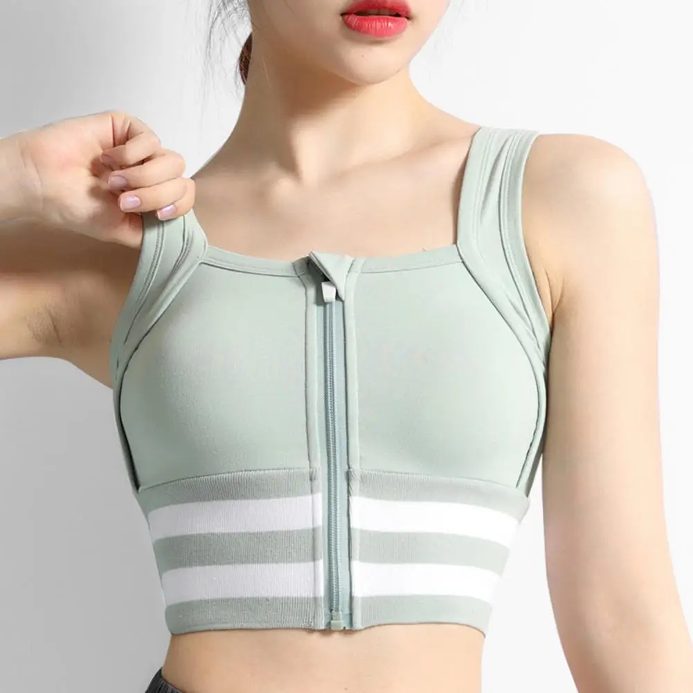 حمالة صدر رياضية غير قابلة للانزلاق من النايلون، حمالة صدر رياضية بسحاب أمامي عالي التأثير للنساء، تغطية كاملة، دعم لتشغيل اليوجا في صالة الألعاب الرياضية #4