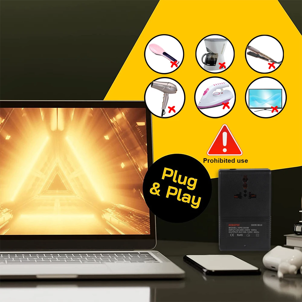 300 واط محول جهد كهربي 220 فولت إلى 110 فولت محول تنحى محول محول جهد كهربي محول السفر الاتحاد الأوروبي/الولايات المتحدة/المملكة المتحدة عاكس التوصيل