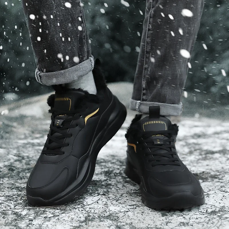 أحذية رياضية رجالي شتوية دافئة مبطنة بالصوف مريحة مقاومة للماء مقاسات إضافية 46 47 48 أحذية رياضية كاجوال #3