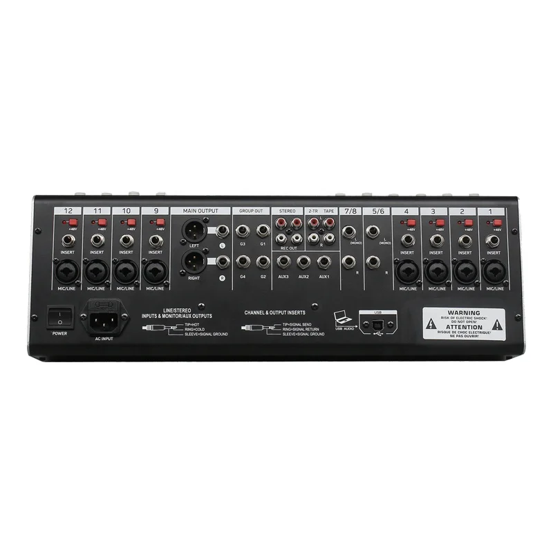 Professionele Stage Audio Studio Opname Digitale Geluid Mixing Console 12ch Dj Usb Mixer