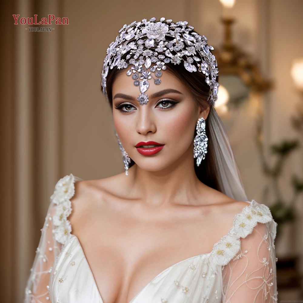 Youlapan Bruids Legering Bloem Kroon Hoofdband Voor Vrouwen Bruiloft Haaraccessoires Verkiezing Bruiden Tiara En Hoofdtooi Hp456