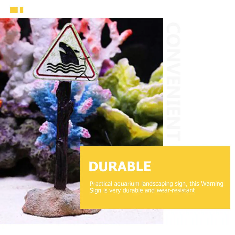 

3pcs Resin Warning Sign Decor Aquarium Landscaping Ornament Decor Fish Accessories Durable Waterproof