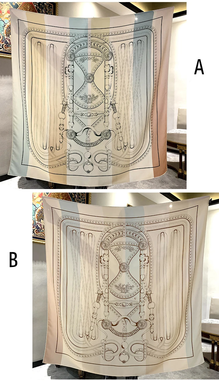 Double Sided Winter Scarf 135CM Wool Silk Rollerd Edges Square Shawls Scarves Wraps Large Bandanas Stole 135CM Christmas Gift