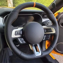 Black Artificial Leather No-Slip Car Steering Wheel Cover For Ford Mustang 2015-2019 / Mustang GT 2015-2019 Car Accessories
