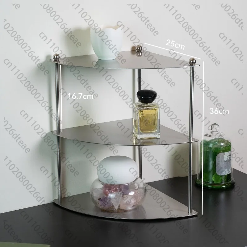 2-Tier/3-Tier Stainless Steel Corner Shelf Triangle Countertop Storage Organizer For Bathroom Kitchen Makeup Space Saving Rack