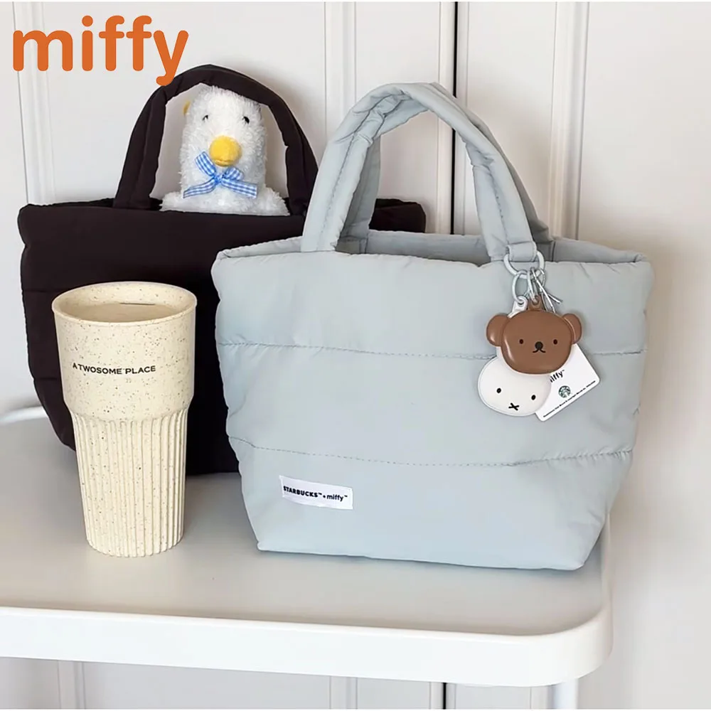 

Kawaii Miffy Starbucks Co Branded Cute Storage Handbag Cartoon Rabbit High Capacity Cosmetics Storage Tote Handbag Birthday Gift