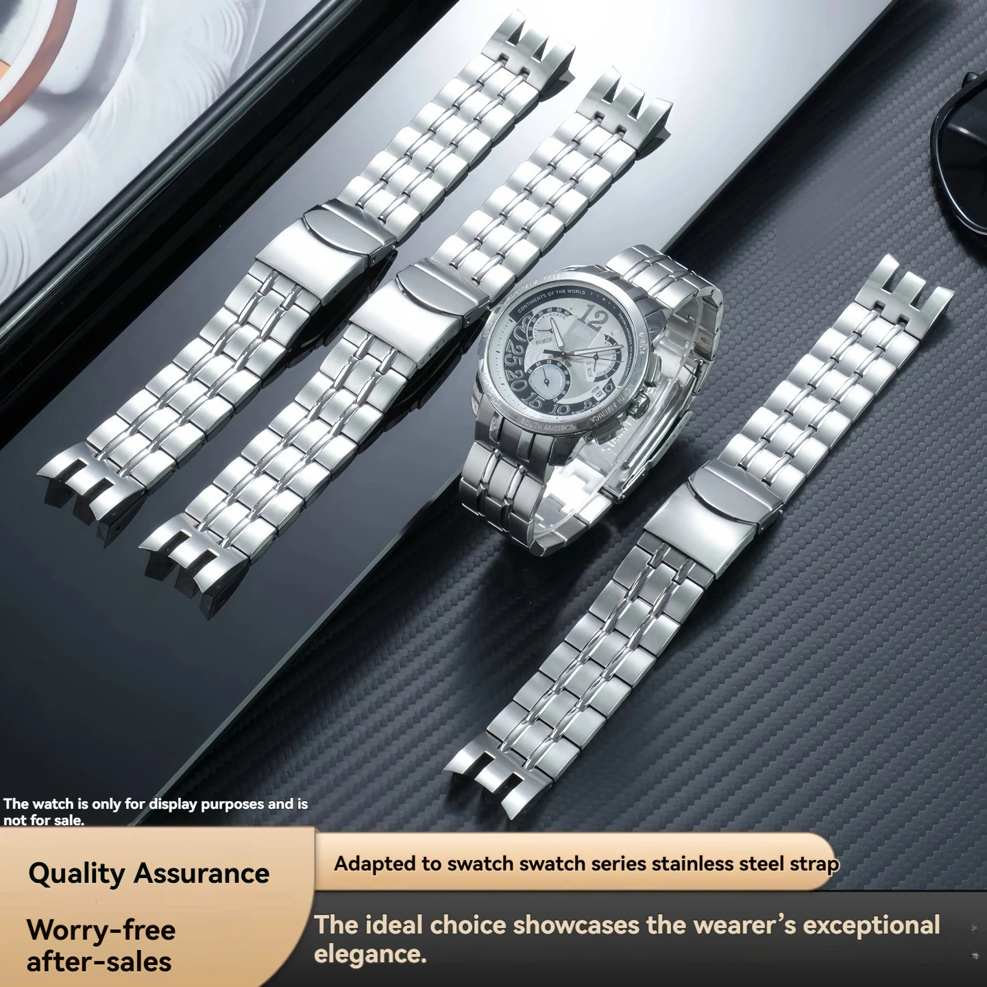 Solid Stainless Steel Watch Band for Men, 21mm, Curved Notch Connection – Designed Exclusively for the Swatch YRS Series