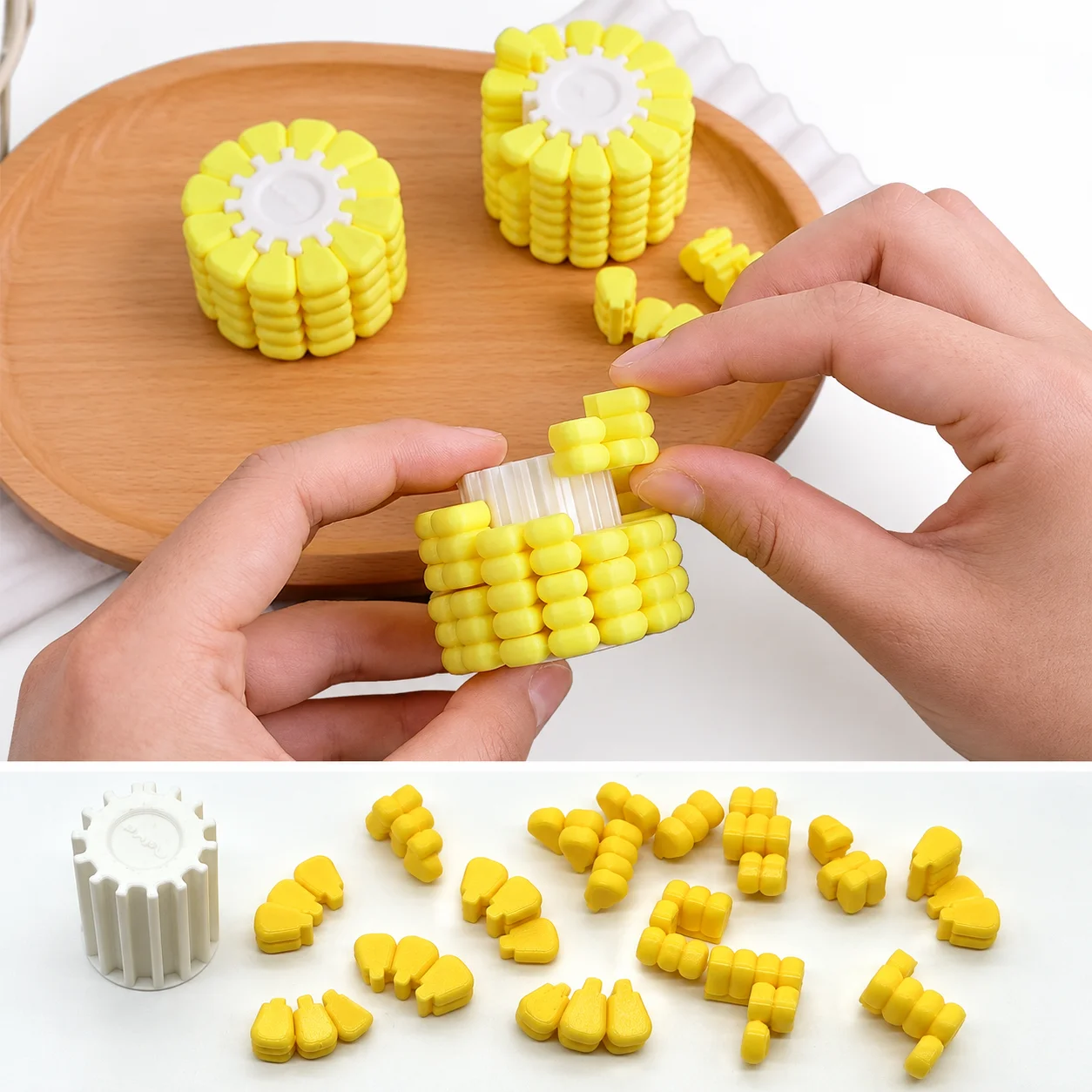 3D Corn Puzzle Brain Teaser, PLA Detachable Kernel Assembly, DIY Desk Fidget for Stress Relief