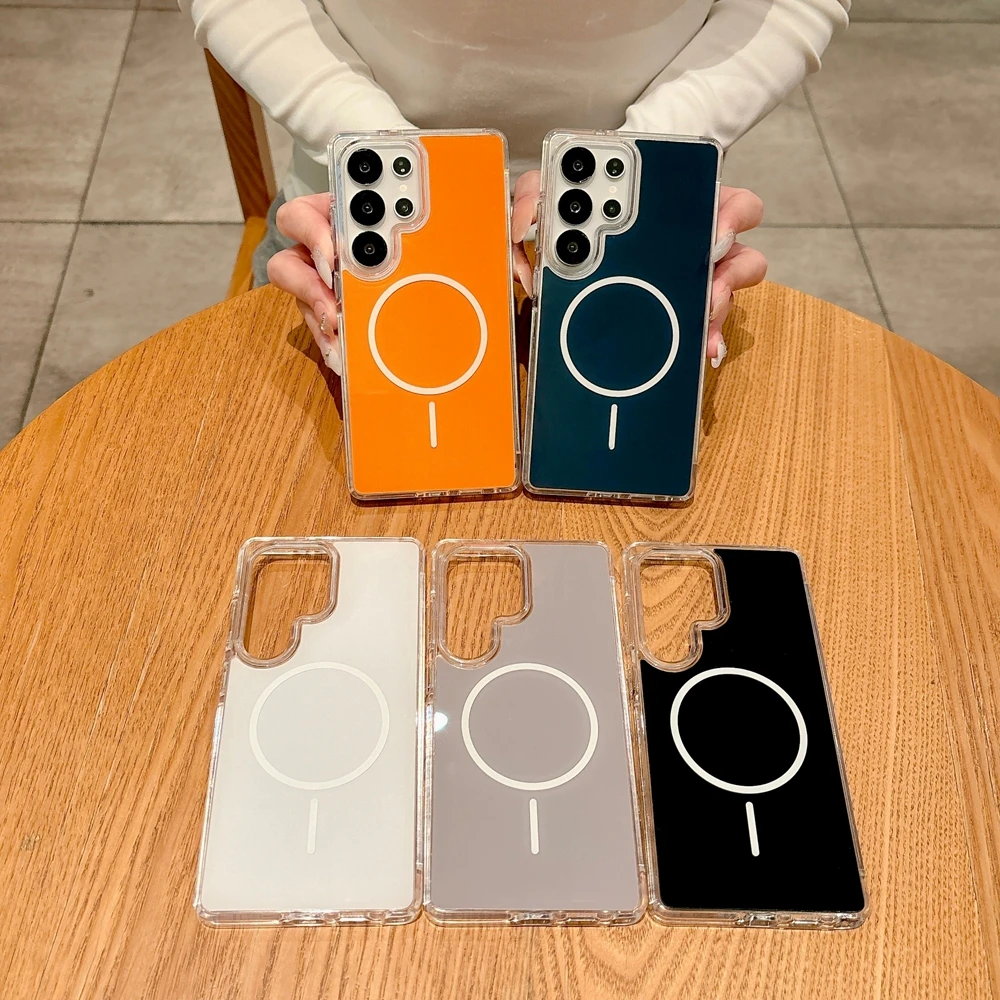 نسخة سميكة جديدة 2.0 لحافظة الهاتف المغناطيسية Magsafe لهاتف سامسونج جالاكسي 24 25 الترا بلس غطاء مقاوم للصدمات للشحن اللاسلكي