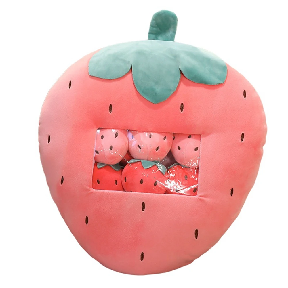 

Plush Toy Mini Fruit Bag Pillow Nap Plush Gift(Strawberry Pillow)