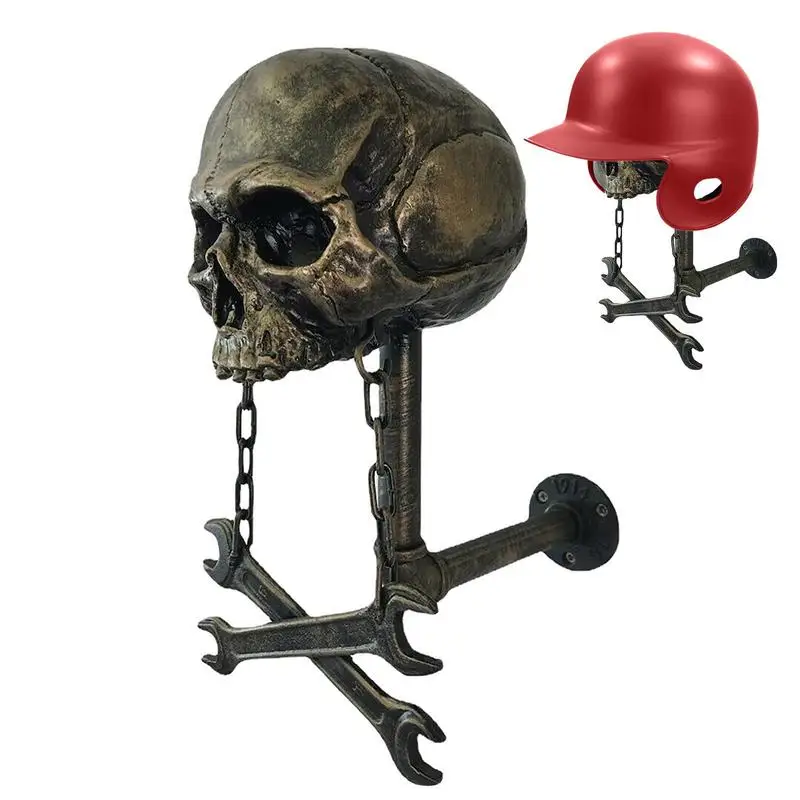 

Motorcycle Helmet Rack Skull Helmets Holder Display Wall Mount Skull Shape Helmet Rack Ghost Head Jacket Hanger Bracket For Home