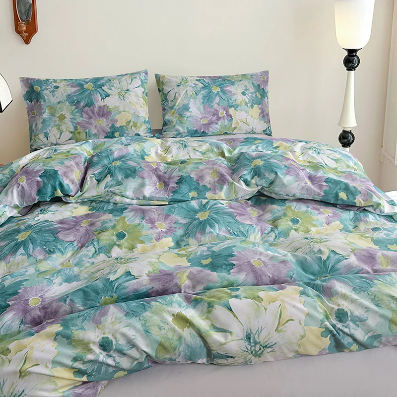 Flower Printed Duvet Cover for Adults Single/Queen/King Size Comfortable Pastoral Style Quilt Covers housse de couette 220x240