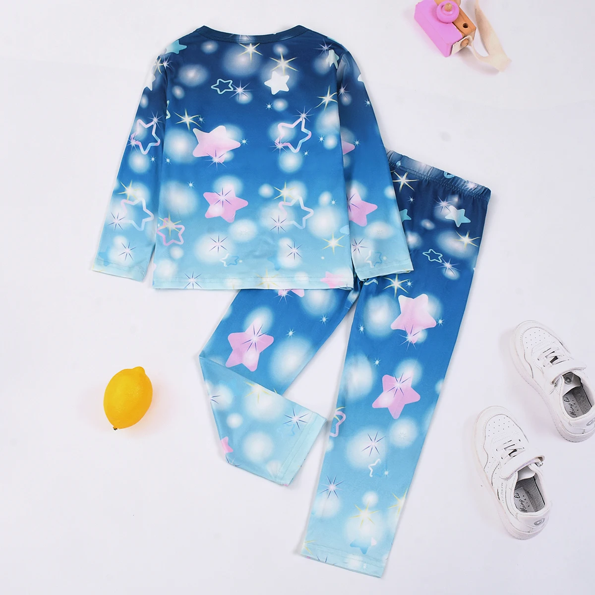 【Through 1615 Flame】Starry Night Unicorn Girl Children's Pajama Set, Sweet and Cute Print Style