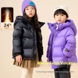 Children's down Jacket Winter New Black Gold Standard Parent-Child White Duck down Men, Girls and Children Thickened Jacket