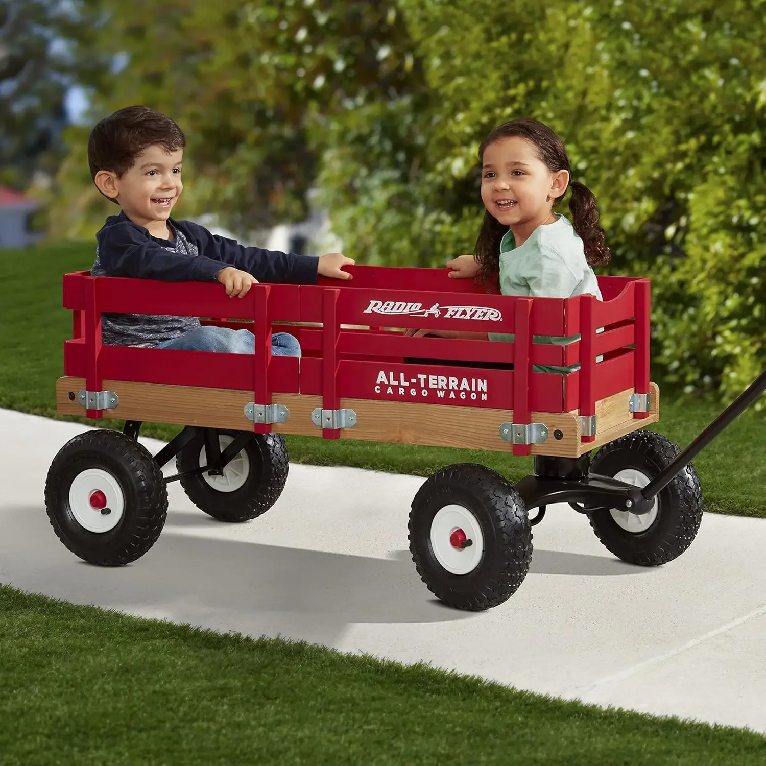 All-Terrain Cargo Wagon for Kids, Garden and Cargo, Red Wagon for Ages