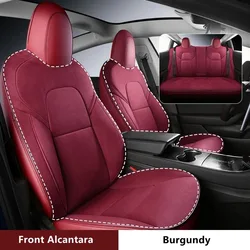 Custom Fit Car Alcan tara Seat Cover For Tesla Model Y 3 Car Accessories Specific For Tesla Full Covered For 5 Seaters Orange