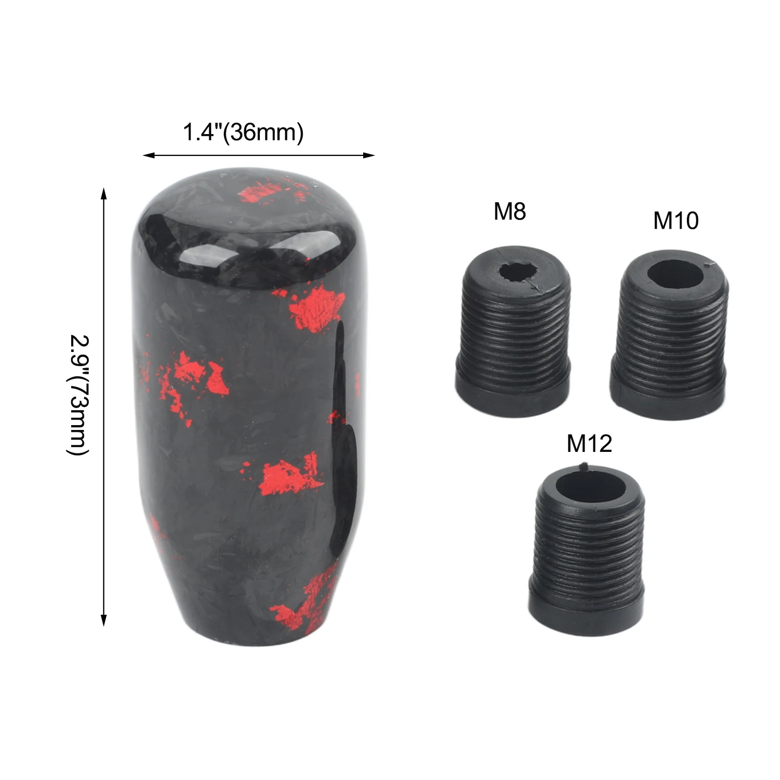 Manual Gear Shifter Knob Featuring Forged Carbon Fiber Exterior and Aluminum Interior Core with M18x1.5 Thread Specification