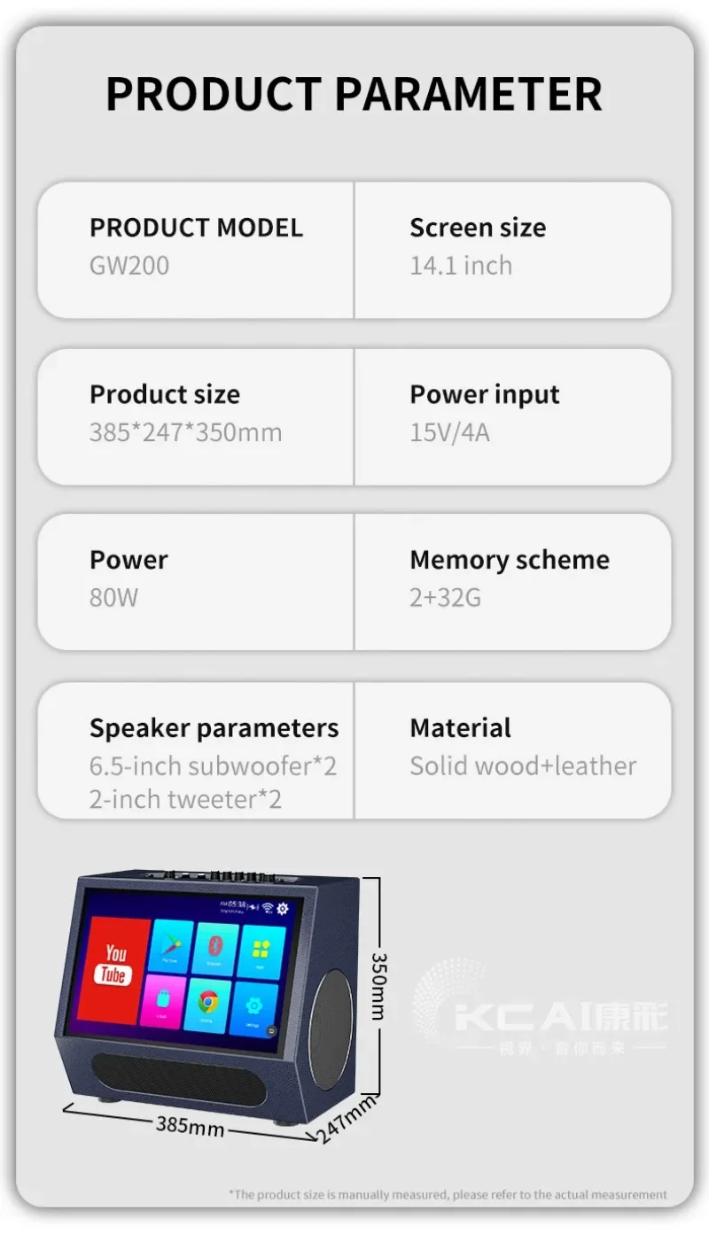 Portable TV Speaker Audio Display with System Microphone Lighting Karaoke 40-800W Wi-Fi Connection Portable Television Audio view 6