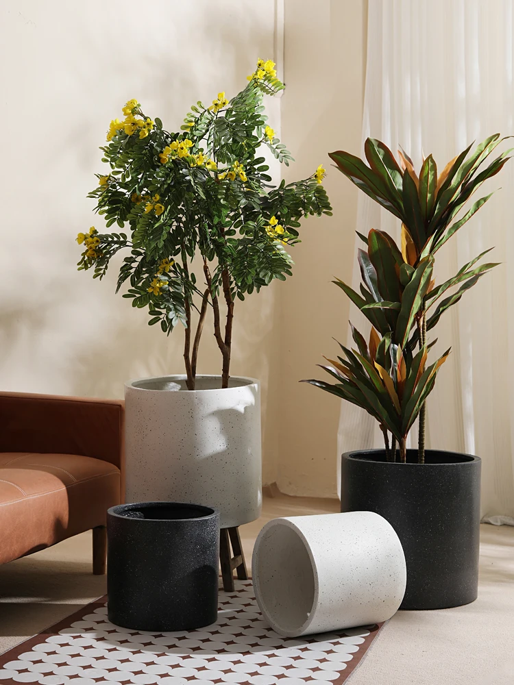 Large flower pot cement magnesium mud bird of paradise green plant living room bamboo lily bamboo cement pot turtle