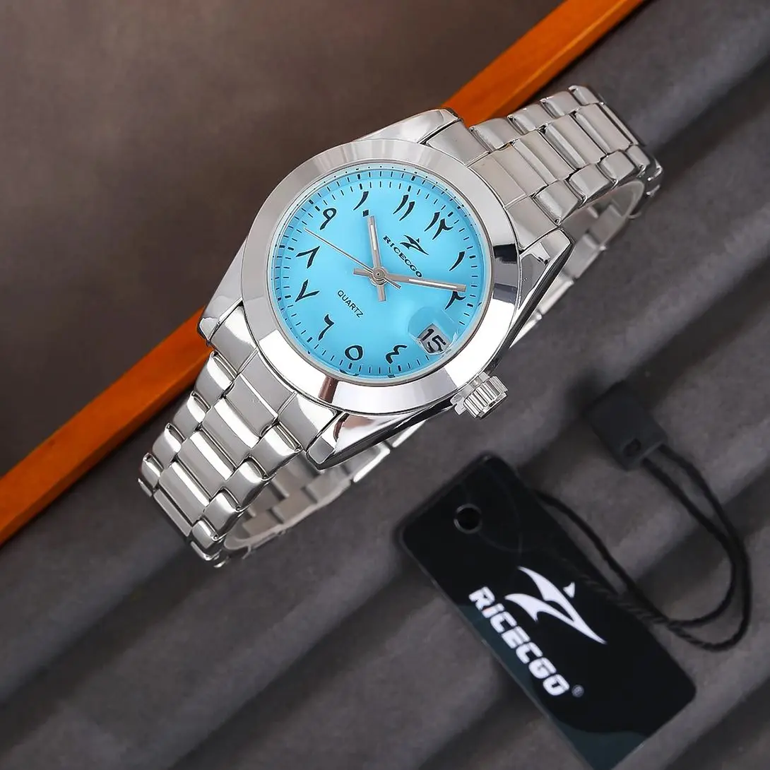 A classic men's watch features a digital dial with clear time and date display, offering a minimalist design suitable for versat