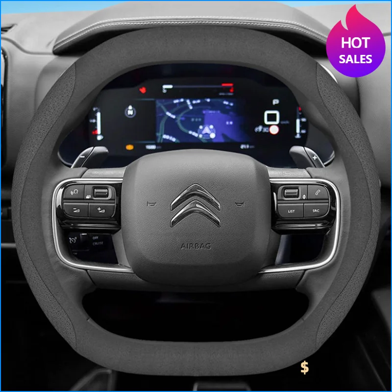 Leather Car Steering Wheel Cover for Citroen C4X C5X C5 Aircross e-Berlingo C4 2021 2022 2023 2024 Auto Interior Accessories