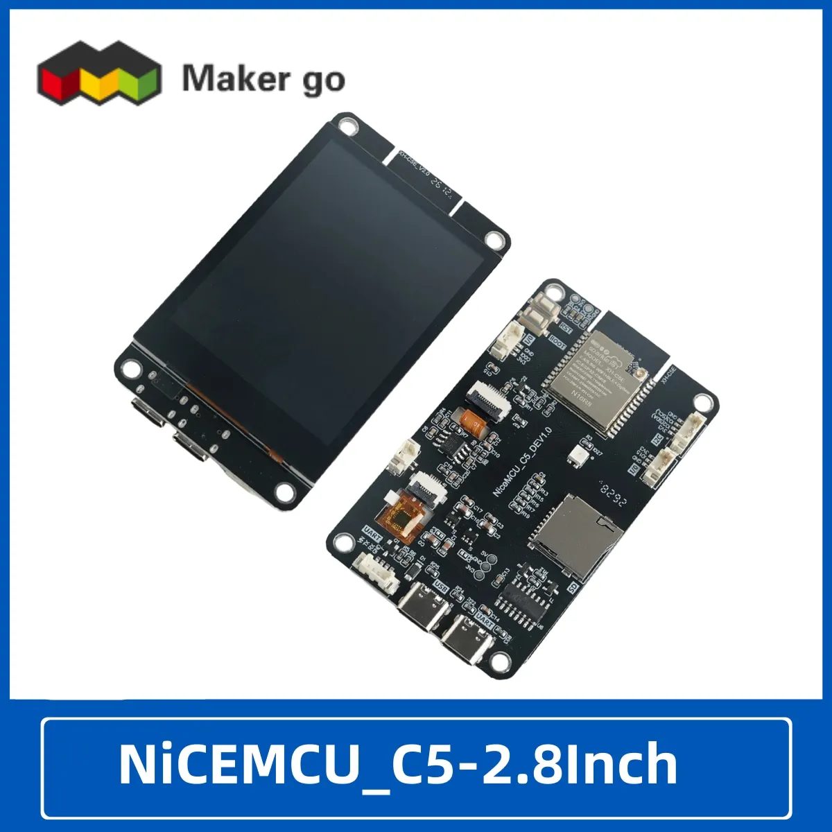 ESP32-C5 Dual Band WiFi Development Board with Onboard 2.8-Inch Touchscreen Display and Dual Type-C Interface Compatible with AI