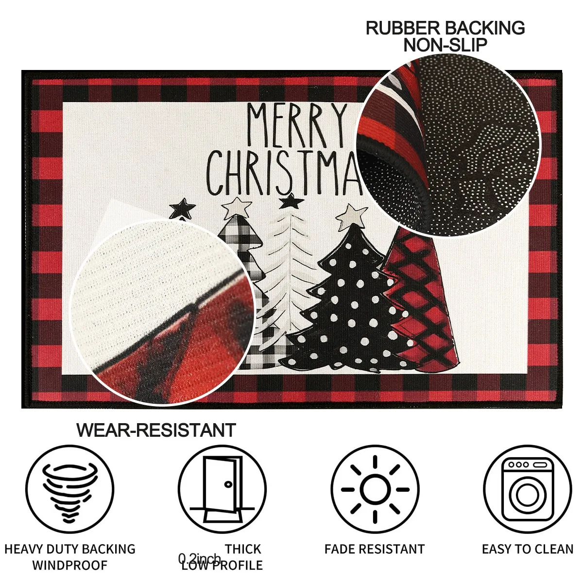 Christmas Kitchen Rugs, Plaid Pattern Kitchen Runner Rug for Kitchen Decoration Home 2024 Navidad Noel Gifts New Year 2025