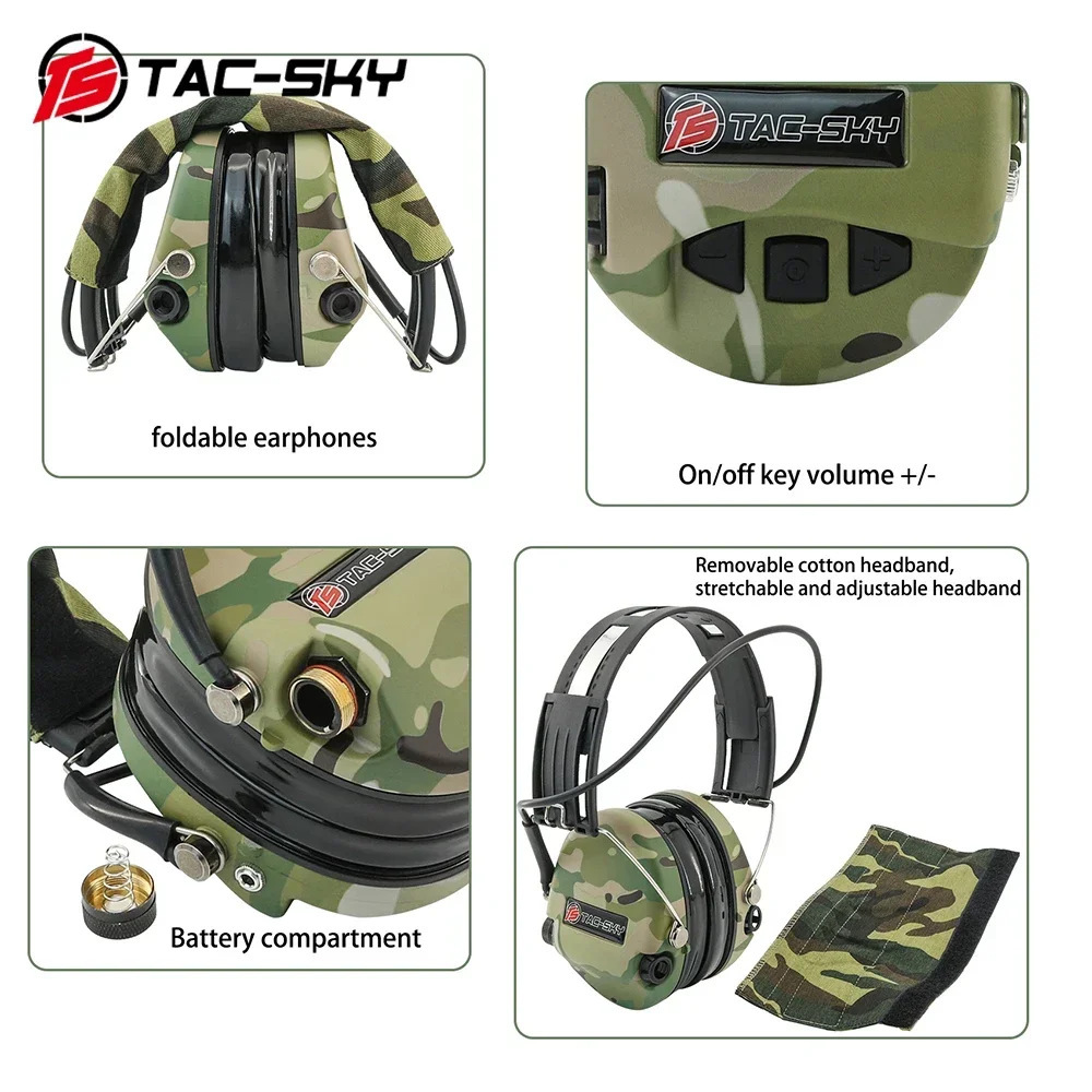 TS TAC-SKY Tactical Electronic Shooting Earmuffs for sordin ipsc silicone headset outdoor hearing protection tactical ear muffs