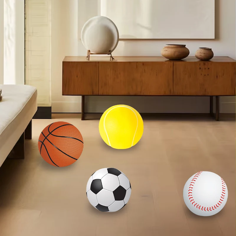 4Pcs Sponge Foam Ball Sports Toy Mini Soft Football Basketball Baseball Tennis Ball Suitable for Kid's Small Hands to Grab