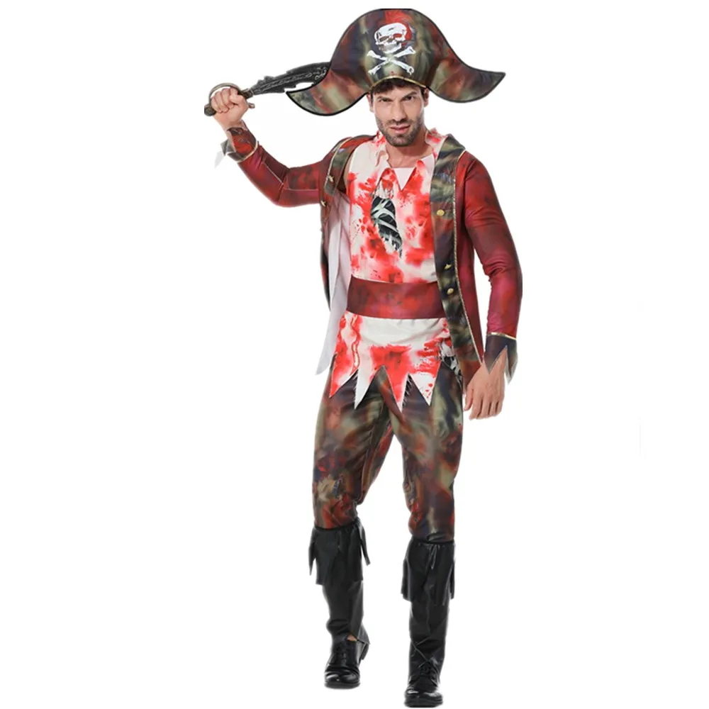 Medoval Gothic Pirate Cosplay costumi Halloween Carnival uomini adulti Horror Bloody Zombie Vampire Costume abbigliamento Fantasia