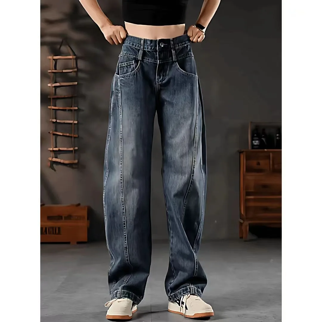 

Мужские повседневные джинсовые джинсы Sli, свободные узкие широкие брюки в американском стиле, длинные брюки для отдыха, весна-осень