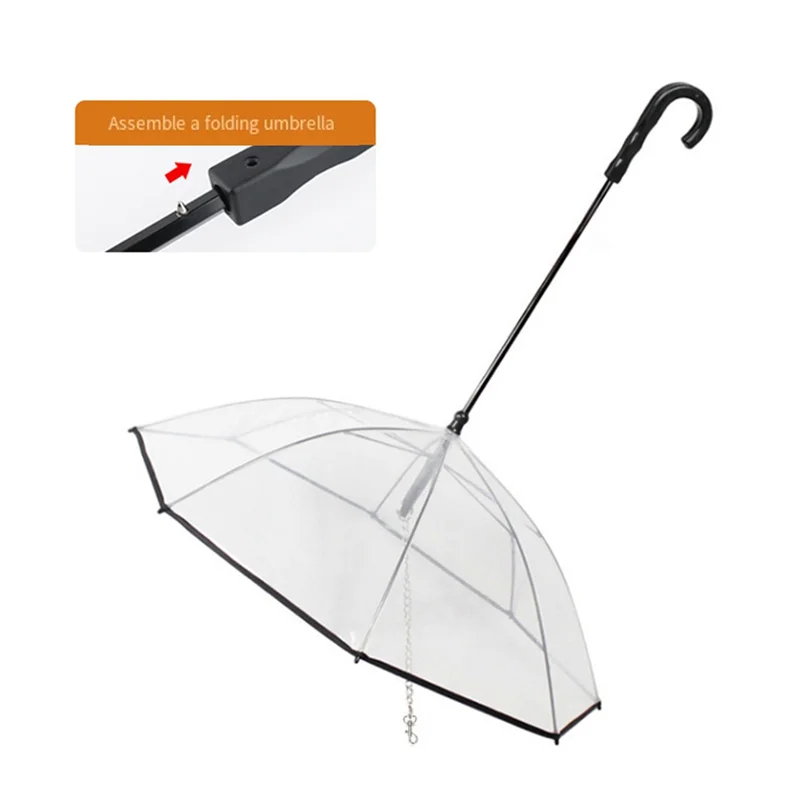 

Hot Selling-Umbrella With Leash For Small Pets Umbrella For Dogs Fits 27.5” Back Length Pets Clear Umbrella Surface With Pet Gla