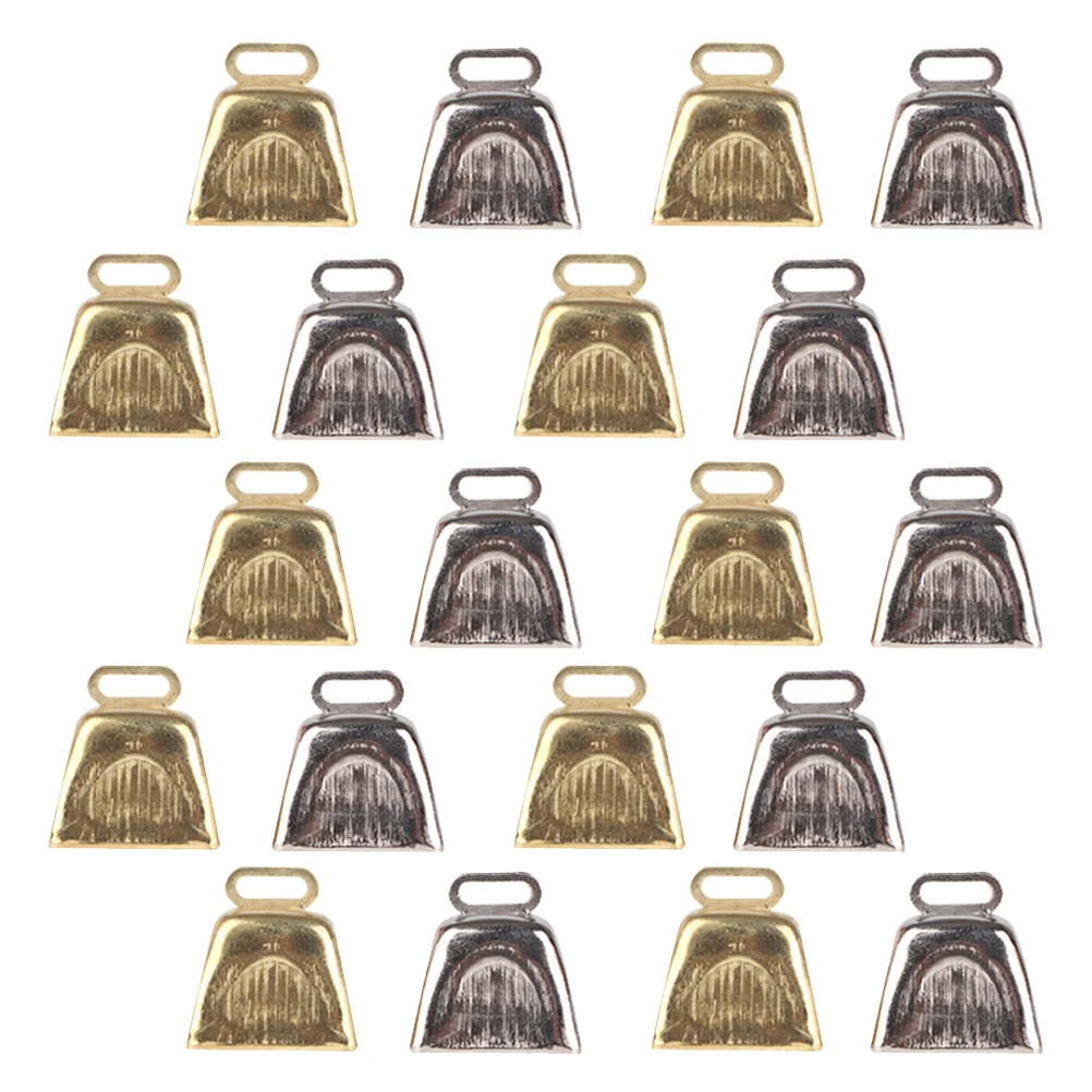 

20 Pcs Quartet Cowbell Xmas Bells Decorative Christmas Gold DIY Decors Wrought Iron Ornaments