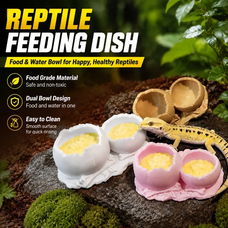 

Reptile Feeding Dish, Reptile Food and Water Bowl for Gecko, Leopard Gecko, Bearded Dragon, Crested Gecko, Isopod, Hermit Crab