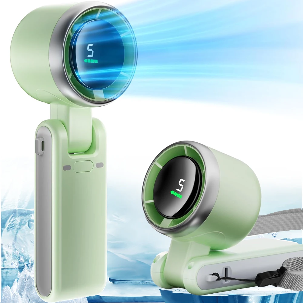 Turbo Fan 2025 New Portable Hanging Neck Outdoor Violence Wind Desktop 13550rpm Small Mini Fan USB Rechargeable Hand-held Fold