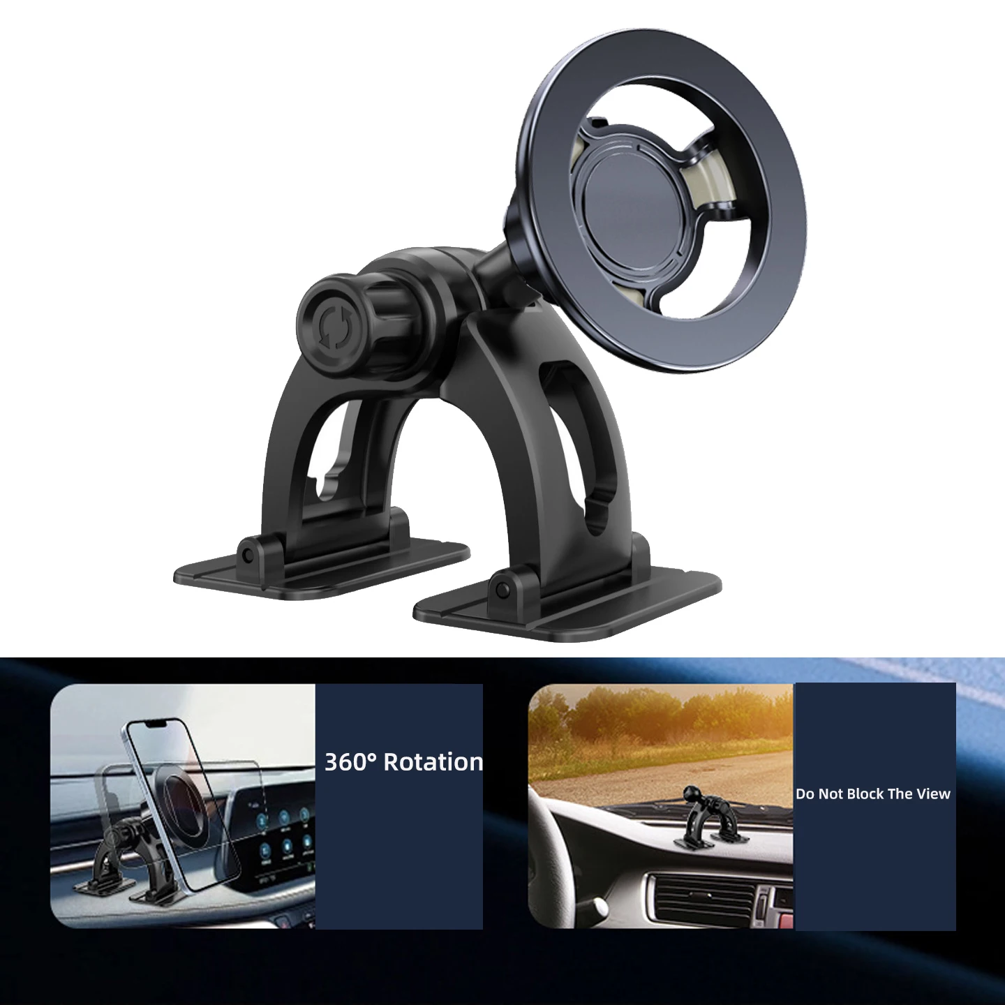 Magnetic Car Phone Holder Strong Center Console Adhesive  Mount for Secure Holding, Adjustable Mobile Cell Stand for Hands-Free