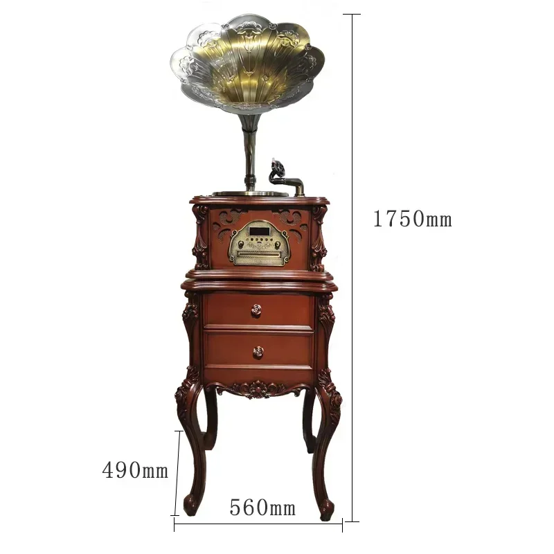 Retro Phonograph European-Style Vinyl Record Player Living Room Bluetooth Audio Hand-Painted Multi-Function Media Player