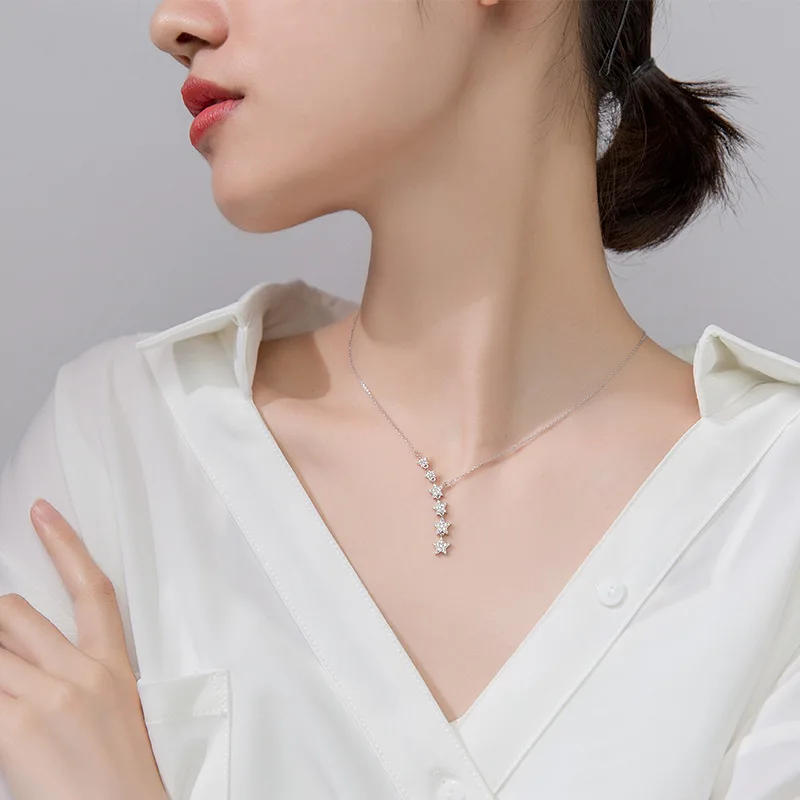 Silver 925 Necklace For Women Star Necklaces Women Girls 925 Silver Necklaces Fashion Jewelry Chain Female Necklace Y Shape