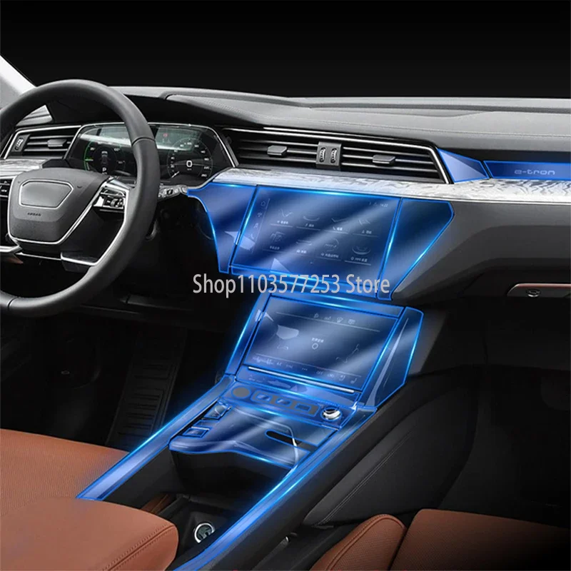 

Car TPU Transparent Dashboard Navigation Screen Protective Film Interior Console Gear Sticker Set For Audi Etron 55 Quattro 2020