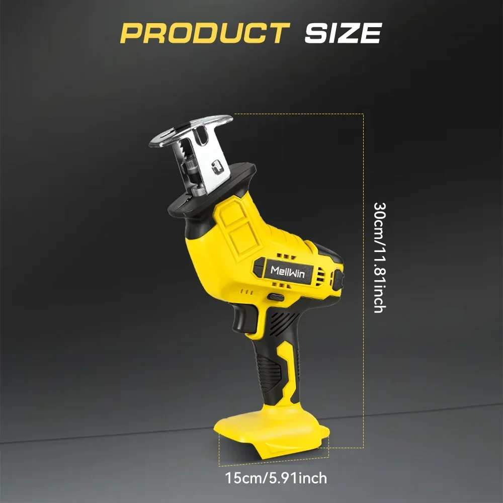 MELLWIN Akku-Säbelsäge 3500SPM Mehrzweck-Handsäge 100mm Schnitttiefe Holz Metall Rohr Garten-Astschere Schneidwerkzeug für Makita 18V Akku – Detail 6