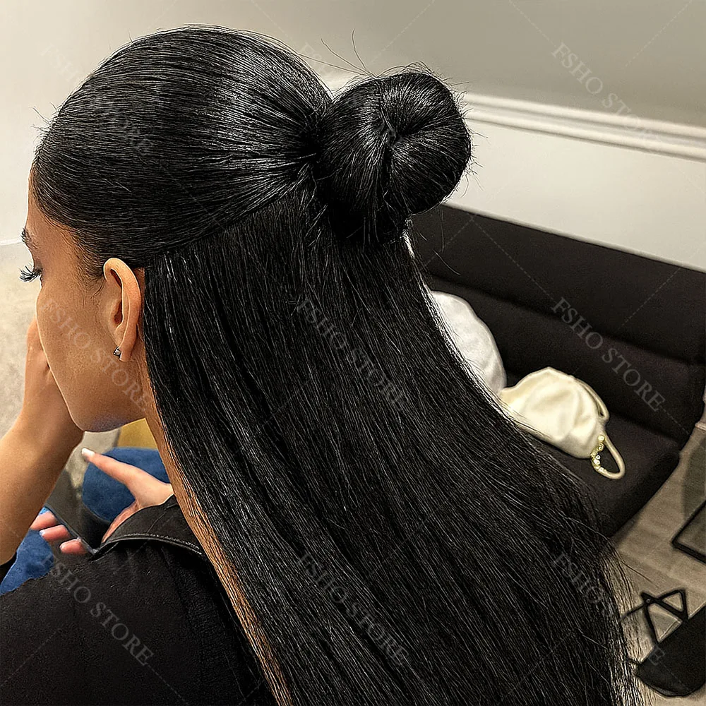 Alça invisível confortável ajuste 360 renda completa peruca sem cola longa seda reta frente do laço peruca de cabelo humano 13x4 5x5 hd peruca frontal do laço