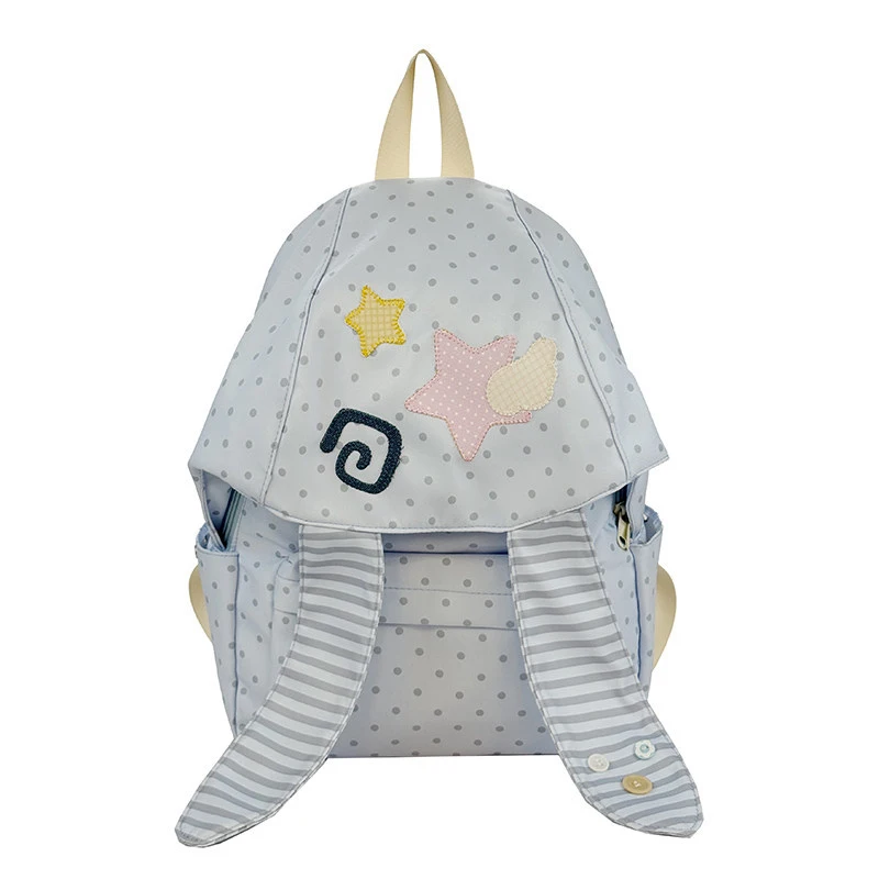 

2026New Korean Polka Dot Rabbit Ear Backpack for Girls, Spring/Summer Travel School Bag, Embroidered Lightweight Backpack