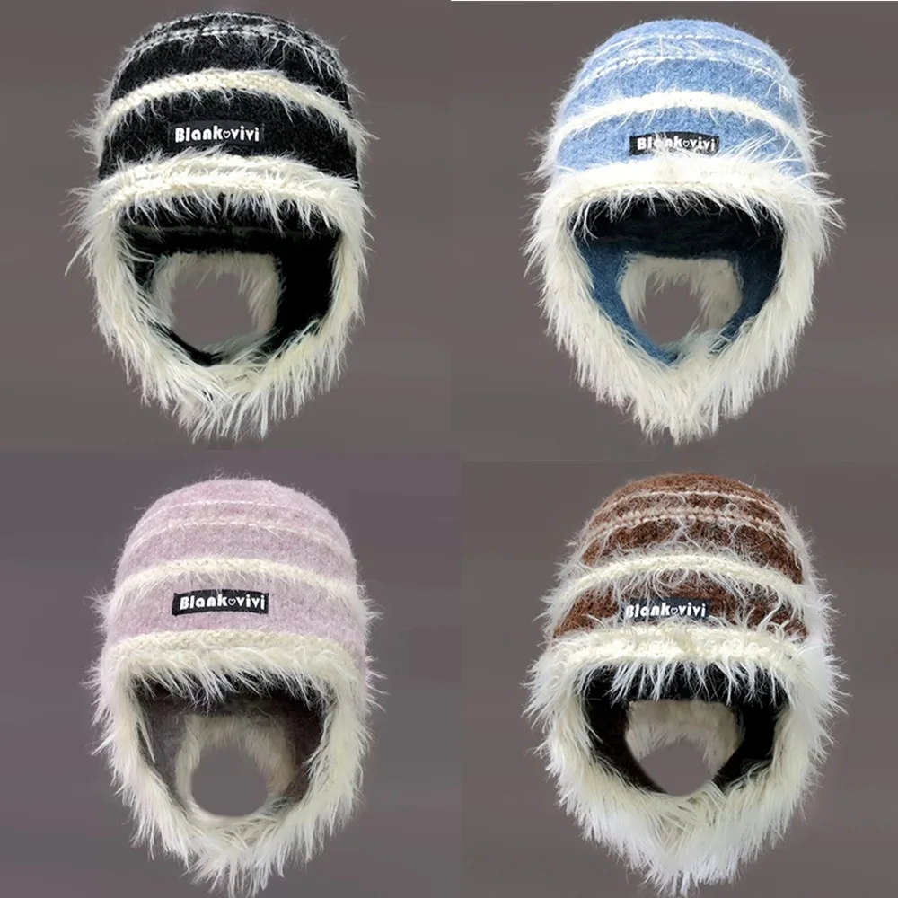 

Hot Sale Winter Dandy Hat Earflap Beanie Hat Fashion Keep Ear Warm Hats For Women Streetwear Multicolour Fur Hats For Girl