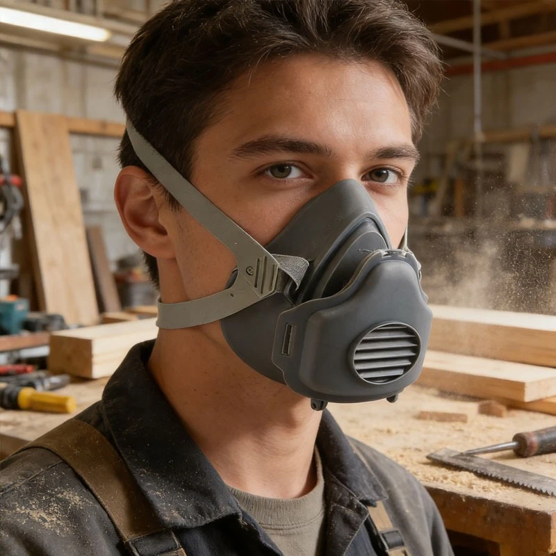 

House Clean Work Safety Rubber Mask Cotton Filter Half Face Dust Mask Dust Respirator Dust-Proof for Carpenter Builder Polishing