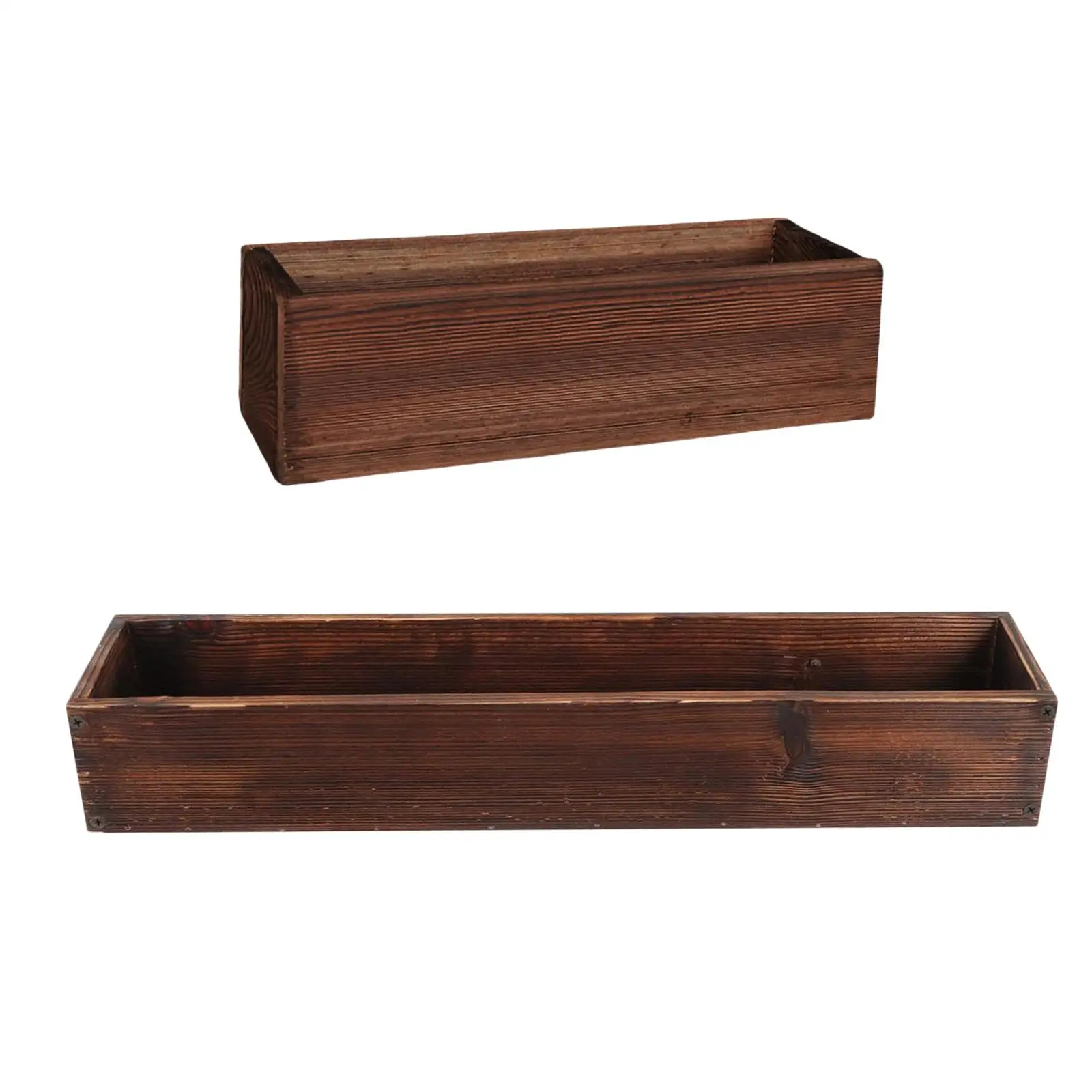 Wood Planter Box Rectangle Centerpiece Decorative Plant Pot Flower Pot for Office Shelf Indoor/Outdoor Plants Balcony Garden