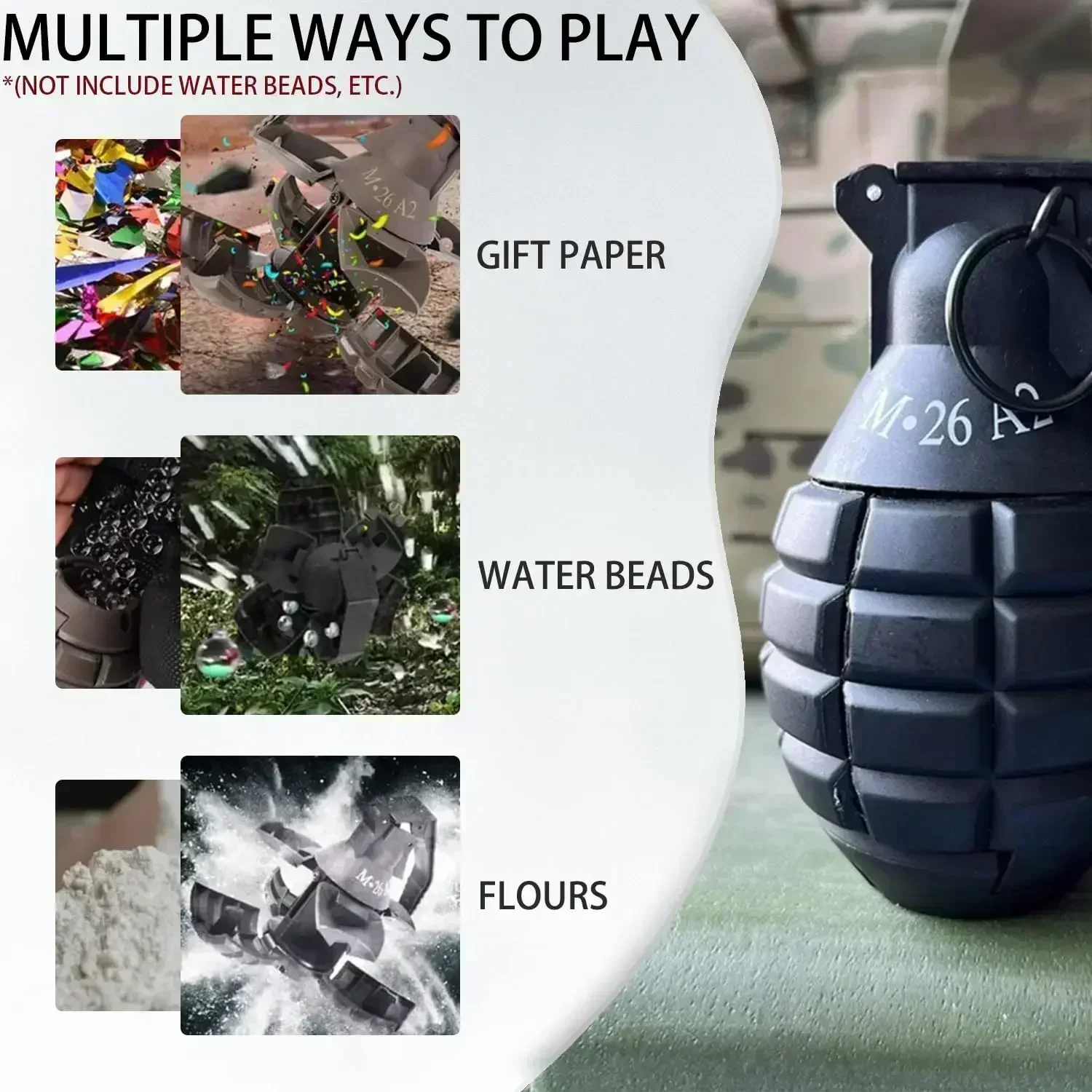 BLTactical الادسنس قنابل يدوية Toys1Pcs البلاستيك M26 نموذج الربيع بالطاقة تأثير حلقة سحب لعبة قنبلة يدوية مائية ل 14 + الصبي هدية